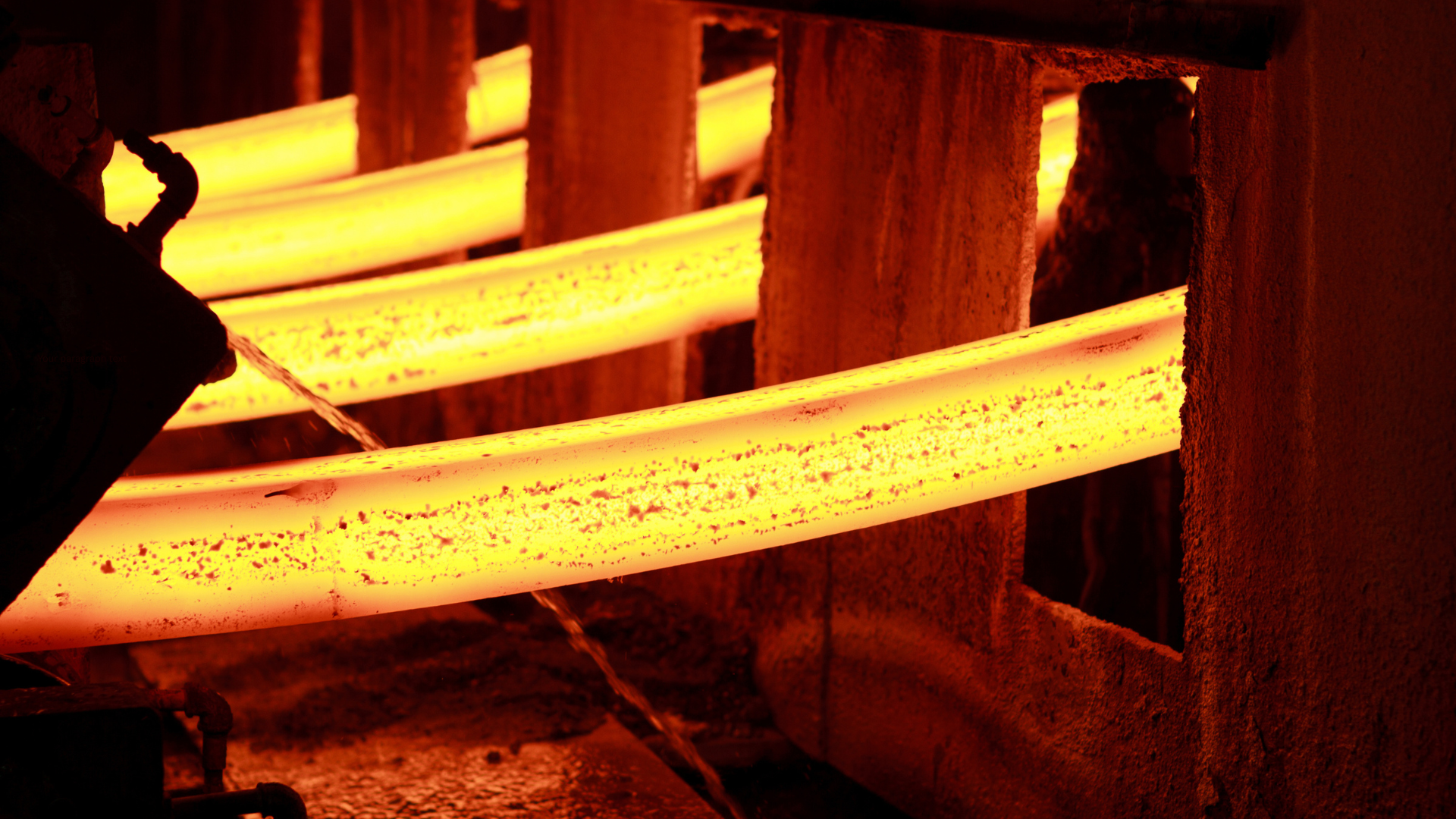 Red-hot steel is rolled into strips