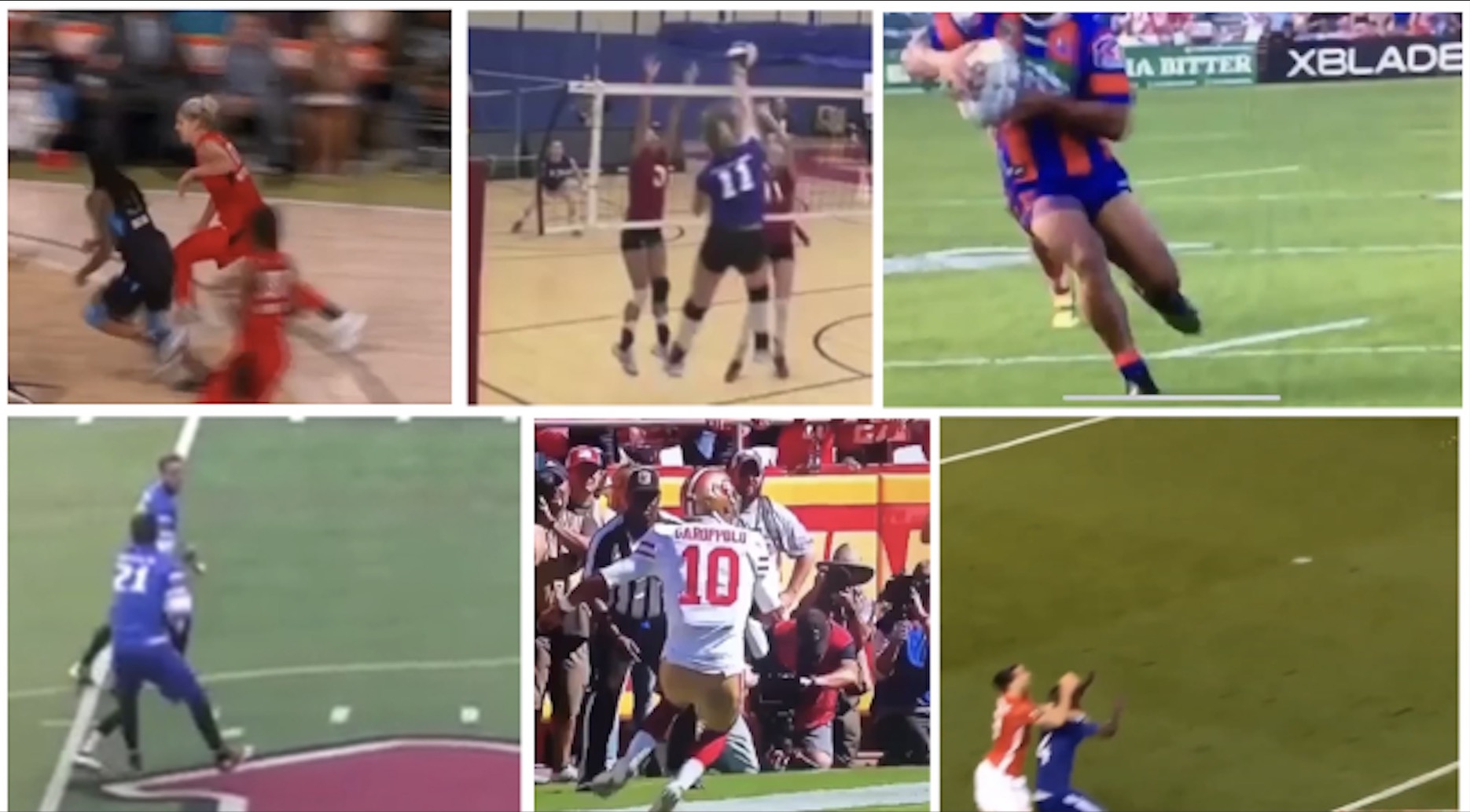 Injury situations in the sports field indicating poor movement control.