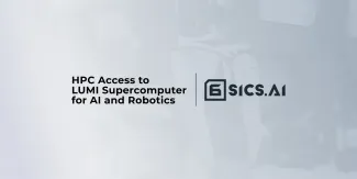 SICS.AI logo (number 6 inside a square) with the title HPC Access to LUMI Supercomputer for AI and robotics