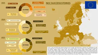 This infographic visually illustrates the range of topics covered by the NCCs in their success stories.