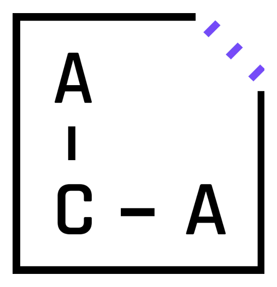 Black square on white Background with black letters A C A in it. 