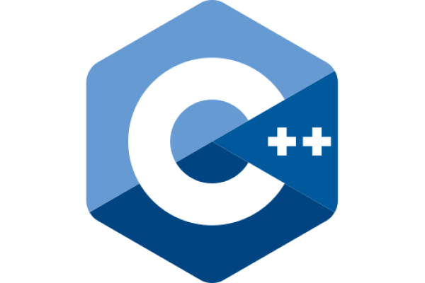 C++ Logo showing the text "C++" on blue ground.