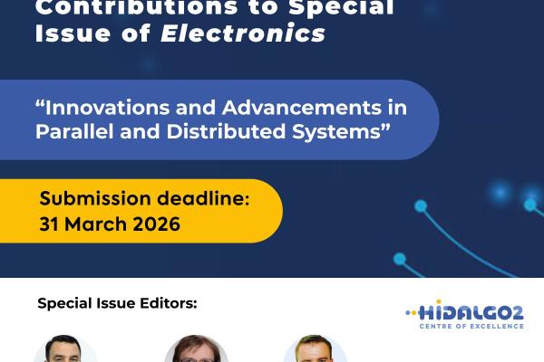 A graphic displaying the title of the Special Issue of the journal Electronics to be edited by HiDALGO2 researchers: Innovations and Advancements in Parallel and Distributed Systems