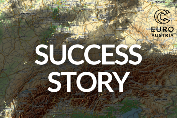 A map showing the shadows of clouds. in the middle of the picture the Title "Success Story". in the upper right corner EuroCC Austria's logo